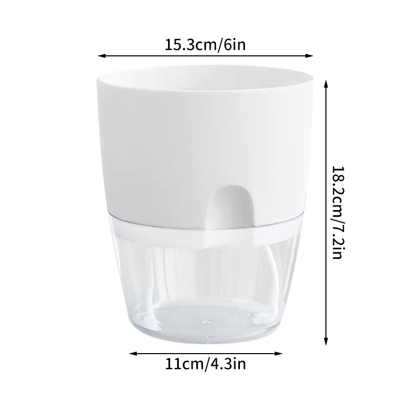 Self Watering Flower Pot Plastic Hydroponics Plants Pot Transparent Double Layer Cotton Rope Watering Succulent Potted Planters