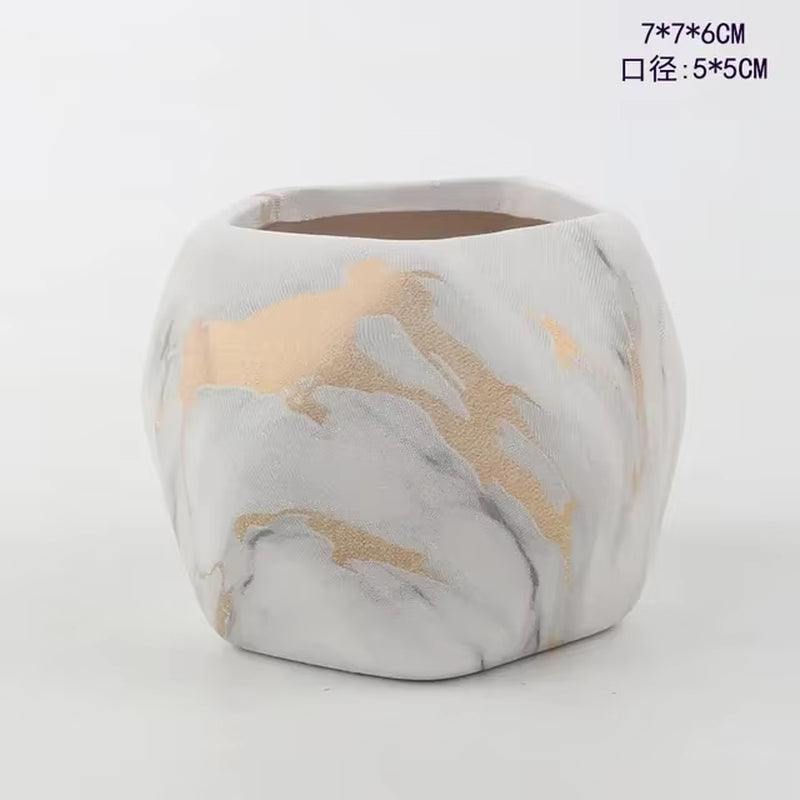 Ceramic Water Transfer Succulent Flower Pots Creative Nordic Gardening Art Vase Office Decorations Gardening Supplies