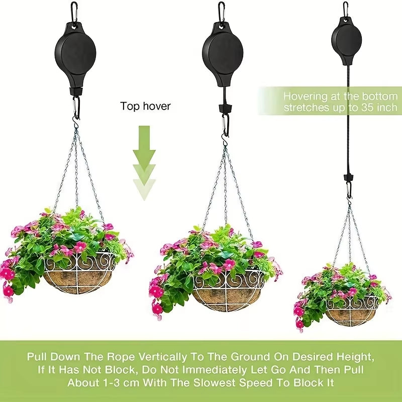 Elevate Your Garden with 1/2/3/4Pcs Retractable Plant Hook Pulley - Effortlessly Hang Flower Baskets and Pots!