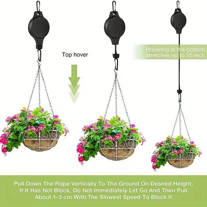 Elevate Your Garden with 1/2/3/4Pcs Retractable Plant Hook Pulley - Effortlessly Hang Flower Baskets and Pots!