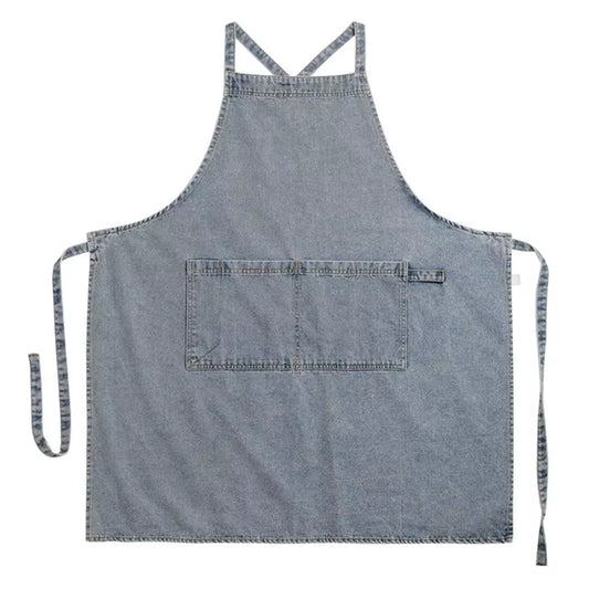 Denim Apron Cotton Korean Canvas Antifouling Home Cleaning Kitchen Cooking Work Clothes Barber Apron Leisure Gardening Baking