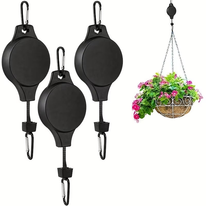 Elevate Your Garden with 1/2/3/4Pcs Retractable Plant Hook Pulley - Effortlessly Hang Flower Baskets and Pots!