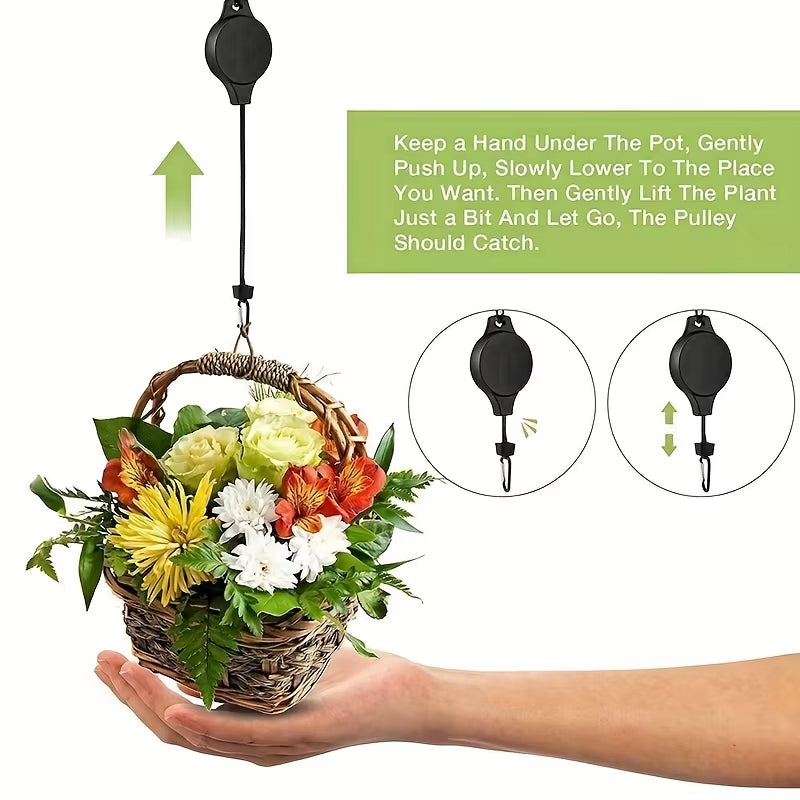 Elevate Your Garden with 1/2/3/4Pcs Retractable Plant Hook Pulley - Effortlessly Hang Flower Baskets and Pots!