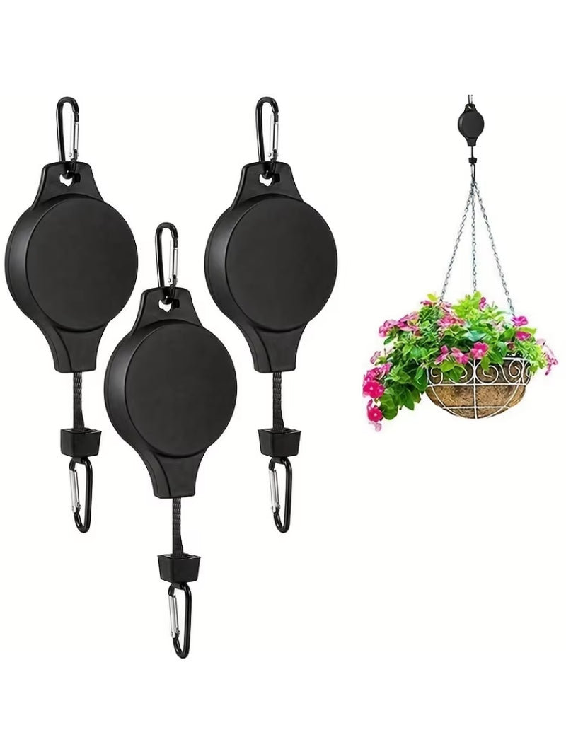 Elevate Your Garden with 1/2/3/4Pcs Retractable Plant Hook Pulley - Effortlessly Hang Flower Baskets and Pots!
