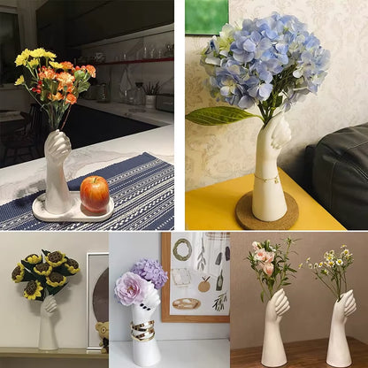Nordic Style Ceramics Vase Modern Creative Hand Vase Flowers Arrangement Home Decor Office Desktop Living Room Ornament Gifts
