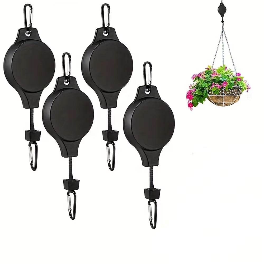 Elevate Your Garden with 1/2/3/4Pcs Retractable Plant Hook Pulley - Effortlessly Hang Flower Baskets and Pots!